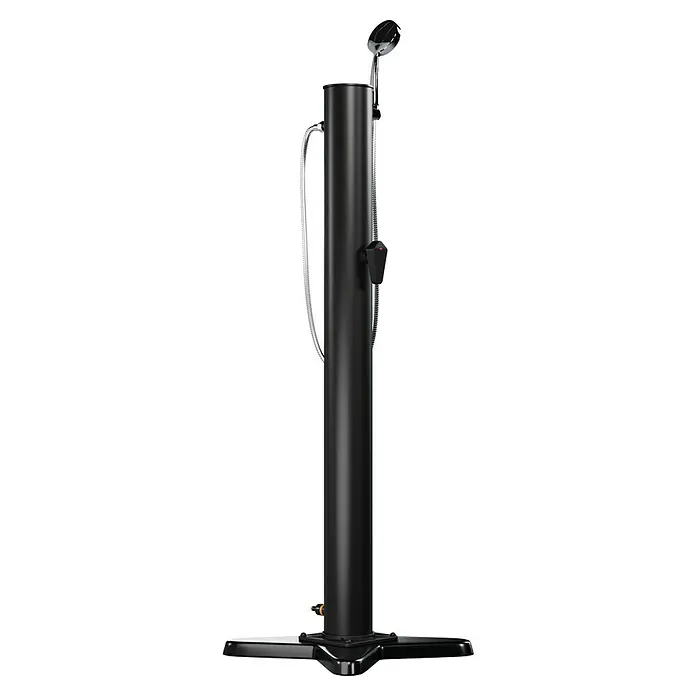 myPool Solardusche Portable - Höhe: 1,49 m, Kunststoff, Schwarz, 14 l - Elegante schwarze Gartendusche mit Handbrause und Fußwaschhahn für erfrischende Momente im Freien.