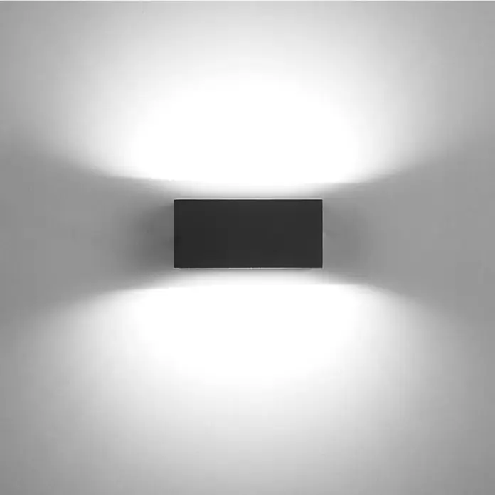 Lutec LED-Außenwandleuchte Gemini - 10,5 W, 14 x 9 x 6,5 cm, Anthrazit, IP54 - Moderne rechteckige Wandleuchte in Schwarz, die ein warmes, indirektes Licht nach oben und unten abstrahlt. Stilvolle Beleuchtung für Innenräume.