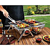 Grillstar Tischgrill Dallas (Hauptgrillfläche: 2 x 34 x 22 cm, Silber)