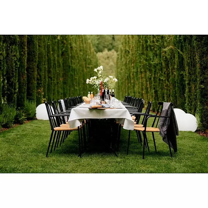 Envy Gartensessel Eva - Rattan/Geflecht, Stapelbar, Schwarz/Natur, B x T x H: 58 x 54 x 84 cm - Stimmungsaufnahme
