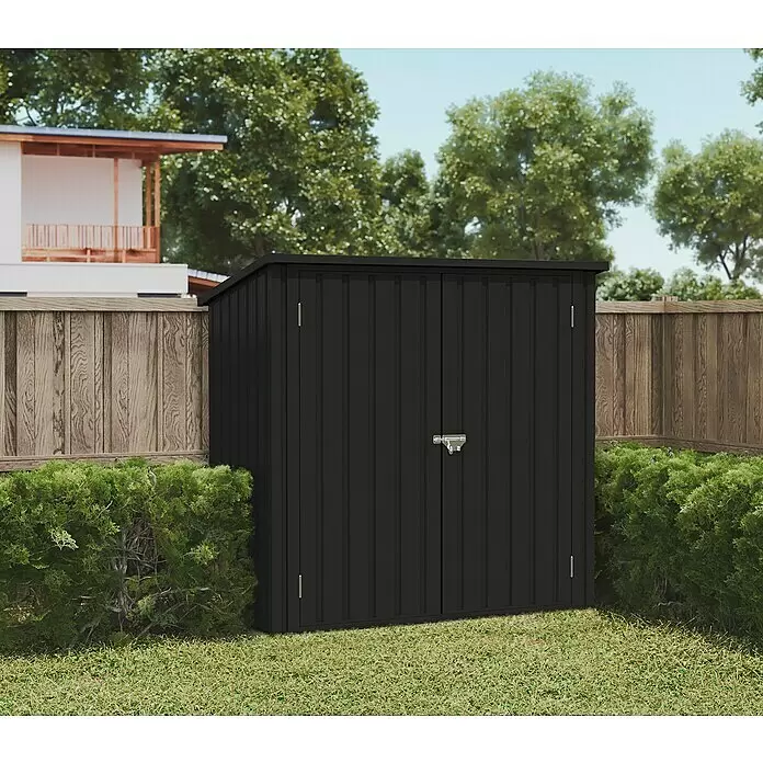 Hoggar Geräteschrank Arya - Metall, Anthrazitgrau - Schwarzer Metall-Gartenschuppen.