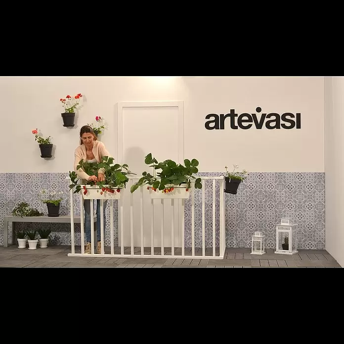 Artevasi Capri Geländerkasten - Außenmaß (L x B x H): 50,2 x 28,5 x 20 cm, Kunststoff, Hellgrau - CAPRI Balcony Kit Plant Box How to do