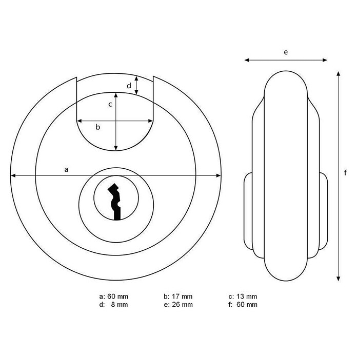 Abus Discusslot Lock-Tag 24IB/60 (b x h: 60 x 60 mm, Beugeldikte: 8 mm, Veiligheidsniveau: 7) | BAUHAUS