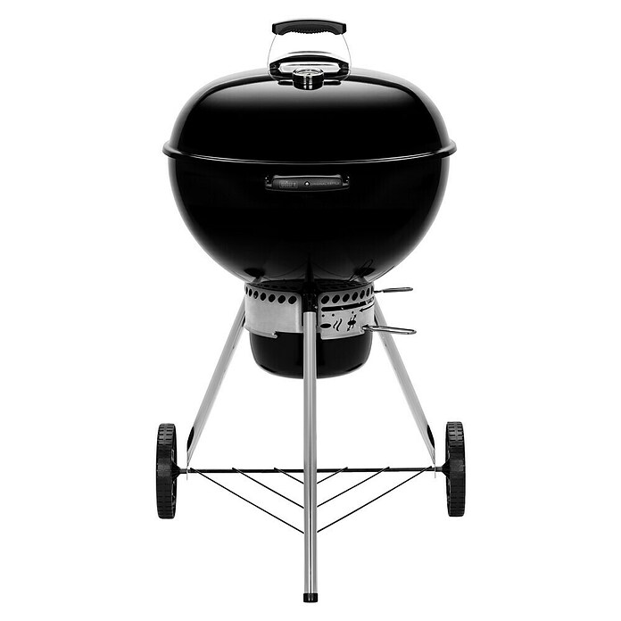 Weber Barbacoa redonda con tapa Original Kettle E-5730 + Chimenea de encendido Rapidfire (Diámetro de la superficie de la parrilla: 57 cm, Negro/Plateado) | BAUHAUS
