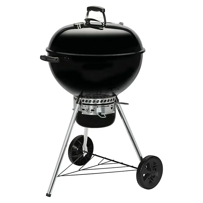 Weber Kugelgrill Original Kettle E-5730 - Durchmesser Grillfläche: 54 cm, Schwarz/Silber - Schwarzer Kugelgrill mit Deckel und Rädern für den einfachen Transport im Freien beim Grillen.