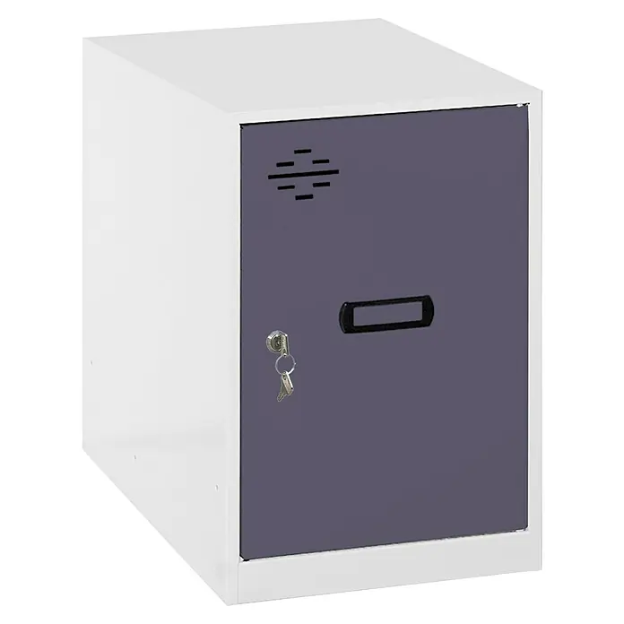 Simonrack Simonlocker Taquilla Mini - L x An x Al: 50 x 30 x 47,5 cm, Número de puertas: 1 ud., Blanco/Antracita - Este armario cubo ofrece una solución de almacenamiento robusta y segura. El diseño gris de la puerta complementa con estilo la estructura blanca.