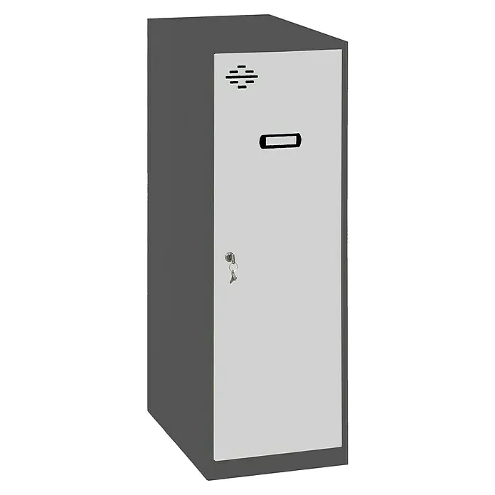 Simonrack Simonlocker Taquilla Mini - L x An x Al: 50 x 30 x 91,5 cm, Número de puertas: 1 ud., Antracita/Gris - Armario metálico gris con puerta, cerradura y llave. Ideal para oficina, almacén o taller para el almacenamiento seguro de documentos u objetos.