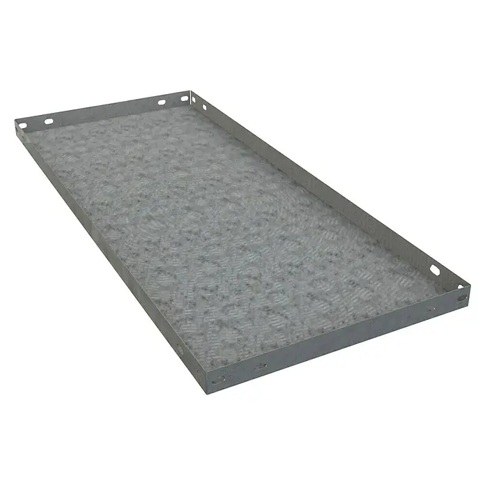 Simonrack Simonclassic FachbodenB x T x H: 50 x 110 x 3,5 cm, Metall, Silber - Metallbehälter mit geriffelter Oberfläche und Löchern an den Seiten zur Befestigung. Ideal für Lagerung und Transport.