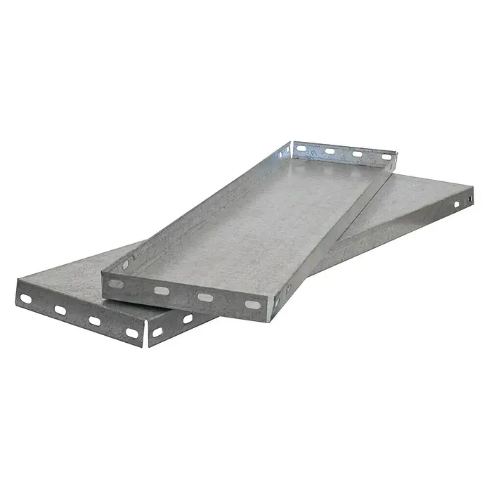Simonrack Simonclassic Estante adicional - An x Pr x Al: 20 x 50 x 3,5 cm, Metal, Galvanizado - Dos bandejas portacables galvanizadas apiladas. Las paredes laterales perforadas son claramente visibles. Ideal para la gestión de cables.