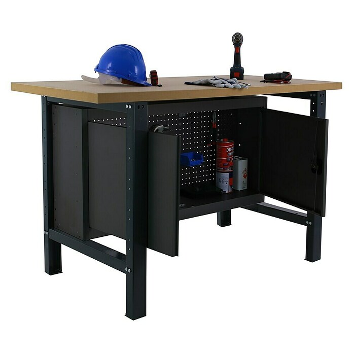 Simonrack Simonwork Werkbank BT6L MDF CABINET 1500 (L x B: 75 x 150 cm, Arbeitshöhe: 86,5 cm, Belastbarkeit: 600 kg, Schwarz) | BAUHAUS