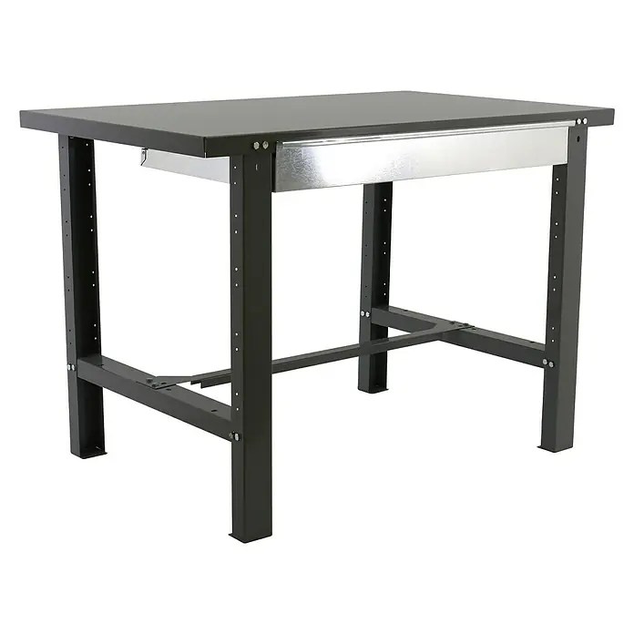 Simonrack Simonwork Werkbank BT6L METAL 1BOX - L x B: 73 x 120 cm, Arbeitshöhe: 83 cm, Belastbarkeit: 635 kg, Schwarz - Robuster Werkstatttisch mit Schublade. Ideal für Heimwerker und Profis. Die solide Konstruktion sorgt für Stabilität bei der Arbeit.