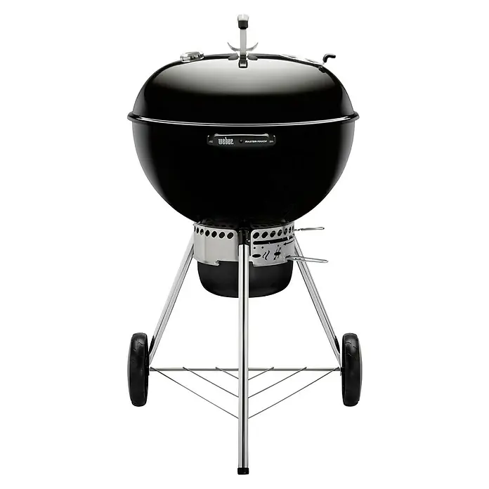 Weber Master-Touch GBS Barbacoa redonda con tapa GBS E-5750 - Diámetro de la superficie de la parrilla: 57 cm, Negro - Barbacoa de carbón Weber Master-Touch negra. La barbacoa esférica ofrece una gran superficie de cocción, un soporte para la tapa y un sistema de limpieza.