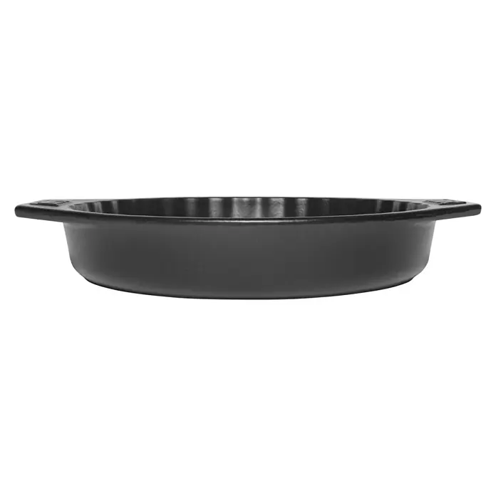 Weber Backform - Keramik - Aufnahme eines schwarzen gusseisernen Kochgeschirrs, perfekt zum langsamen Kochen von Eintöpfen und Braten für köstliche Mahlzeiten.