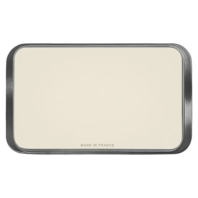 Weber Plancha para barbacoa - L x An: 26,9 x 43,9 cm - Bandeja rectangular beige claro con borde redondeado gris oscuro, rotulada 'Made in France'.
