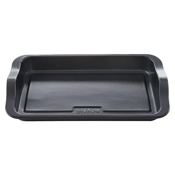 Weber Plancha para barbacoa - L x An: 26,9 x 43,9 cm - Aquí hay una bandeja de goteo metálica Weber. La bandeja es gris y tiene un borde elevado. Perfecto para recoger la grasa al asar a la parrilla.