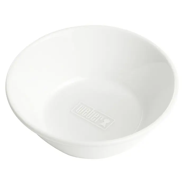 Weber Schüssel Porzellan - Keramik, Ø x H: 14 x 5 cm - Nahaufnahme einer weißen Weber-Soßenschale, ideal zum Servieren von köstlichen Dips und Soßen beim Grillen. Praktisch und stilvoll.