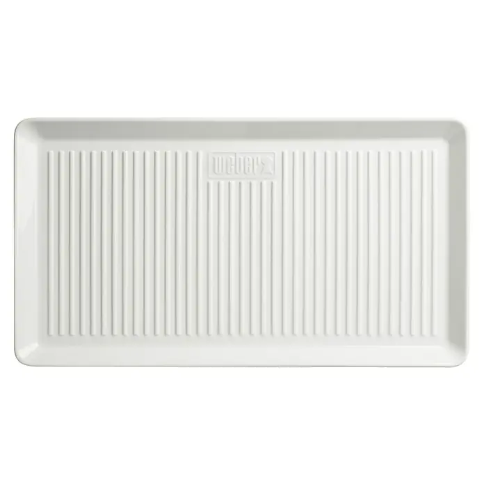 Weber Serviertablett Porzellan - L x B: 40,3 x 22,1 cm, Keramik, Weiß - Ein weißes Weber-Tropfschalenprodukt, ideal zum Auffangen von Fett beim Grillen. Praktisch für einen sauberen Grill.