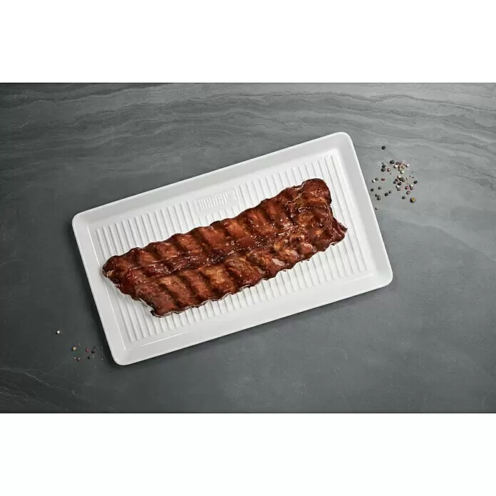 Weber Serviertablett Porzellan - L x B: 40,3 x 22,1 cm, Keramik, Weiß - Stimmungsaufnahme