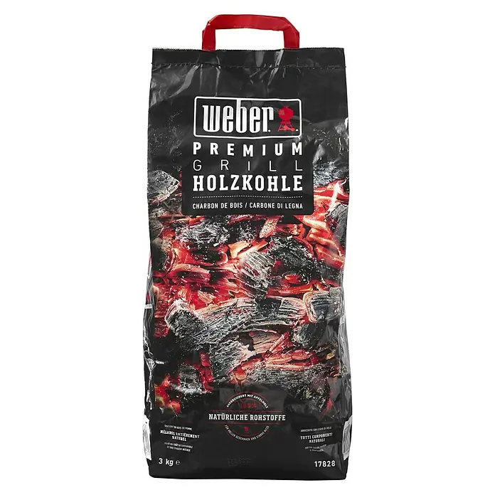 Weber Grillkohle - 3 kg - Produktbild: Ein Sack Weber Premium Grill Holzkohle, ideal für den Grillabend mit natürlichen Rohstoffen und vollem Geschmack.