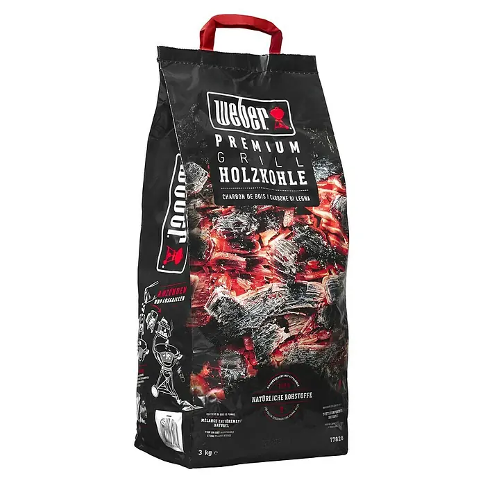 Weber Grillkohle - 3 kg - Weber Premium Grill Holzkohle Sack, ideal für Grills. Perfekt für ein schnelles Anzünden und langanhaltende Hitze beim Grillen.