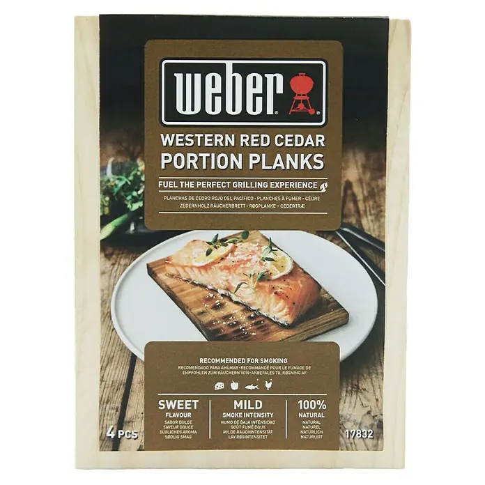 Weber Räucherbrett - L x B: 15 x 10,92 cm - Weber Western Red Cedar Portion Planks, ideal für das Grillen mit mildem Raucharoma. Natürliches Zedernholz für ein süßes Geschmackserlebnis.