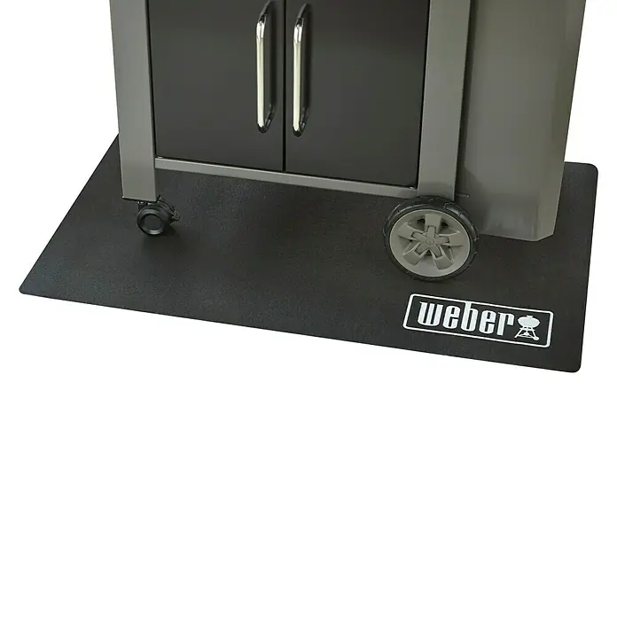 Weber Estera de protección de suelo - L x An: 180 x 100 cm, Negro - Alfombrilla para parrilla Weber debajo de una parrilla con ruedas, diseñada para proteger el piso de salpicaduras de grasa.