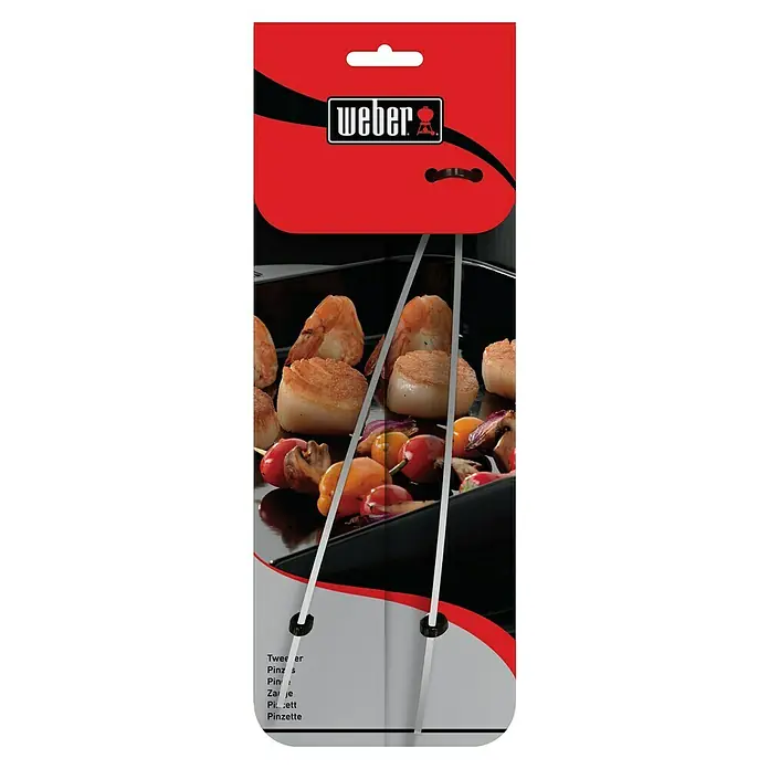 Weber Grillbesteck - Länge: 30,5 cm - Produktbild der Weber Grillpinzette, perfekt zum Wenden von Grillgut wie Scampi, Jakobsmuscheln und Gemüse.