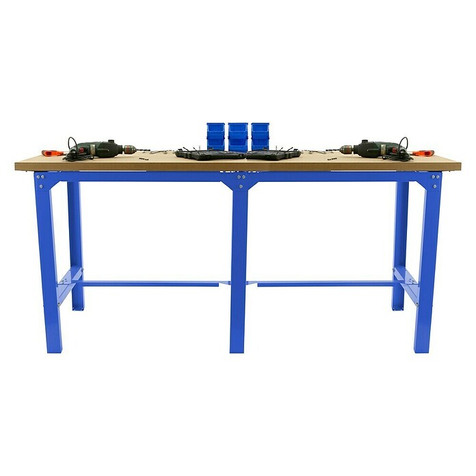 Simonrack Simonwork Banco de trabajo BT6 Tandem (L x An: 210 x 75 cm, Altura de trabajo: 86,5 cm, Carga soportada: 600 kg, Azul/Madera) | BAUHAUS