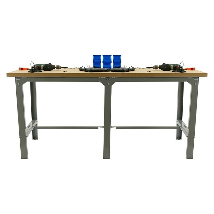 Simonrack Simonwork Banco de trabajo BT6 Tandem (L x An: 210 x 75 cm, Altura de trabajo: 86,5 cm, Carga soportada: 600 kg, Gris/Madera) | BAUHAUS