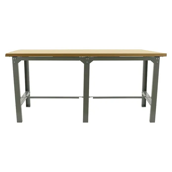 Simonrack Simonwork Banco de trabajo BT6 Tandem - L x An: 210 x 75 cm, Altura de trabajo: 86,5 cm, Carga soportada: 600 kg, Gris/Madera - Mesa de taller con tablero robusto y estructura metálica resistente, ideal para trabajos manuales e industriales.