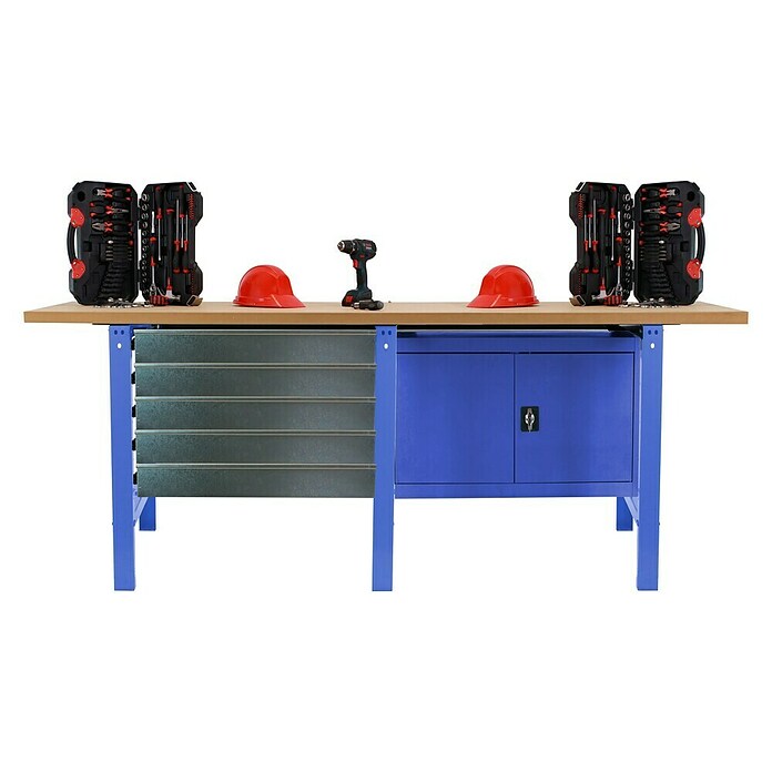 Simonrack Simonwork Banco de trabajo Box Cabinet (L x An: 75 x 210 cm, Altura de trabajo: 86,5 cm, Carga soportada: 600 kg, Azul) | BAUHAUS