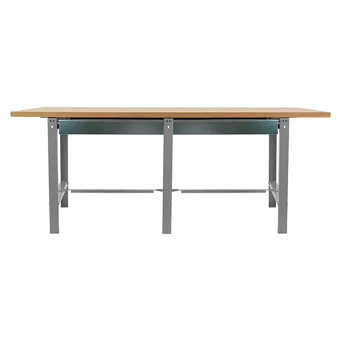 Simonrack Simonwork Banco de trabajo BT6 Box - L x An: 75 x 210 cm, Altura de trabajo: 86,5 cm, Carga soportada: 600 kg, Gris - Un banco de trabajo robusto con una superficie de trabajo duradera y una estructura metálica robusta, ideal para aplicaciones profesionales.