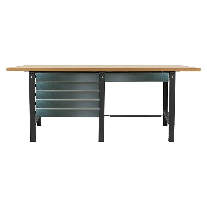 Simonrack Simonwork Banco de trabajo Box Tandem (L x An: 75 x 210 cm, Altura de trabajo: 86,5 cm, Carga soportada: 600 kg, Antracita/Madera, Número de cajones: 6 ud.) | BAUHAUS