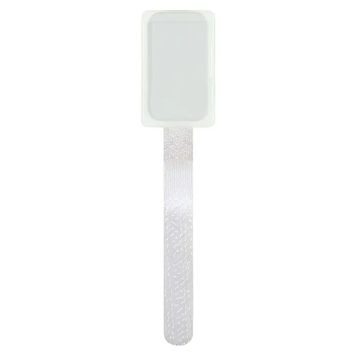 Schwaiger Klettbinder mit Beschriftungstafeln - L x B: 90 x 20 mm, Weiß, 10 Stk. - Helle, längliche Kühlpackung mit einem rechteckigen Kühlbereich und einem längeren, schmalen Griff für gezielte Anwendung und Kühlung.
