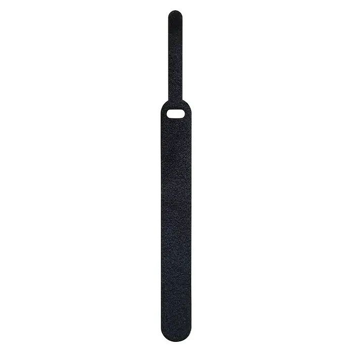 Schwaiger Klettbinder - L x B: 170 x 15 mm, Schwarz, 10 Stk. - Nahaufnahme einer stilvollen, schwarzen Fußfeile. Ideal für die Pediküre, um Füße gepflegt und weich zu halten.