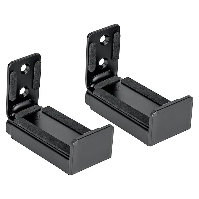 Schwaiger Wandhalter-Set - Passend für: Soundbar, Schwarz - Zwei schwarze Lautsprecherwandhalterungen mit Polsterung zur sicheren Montage.