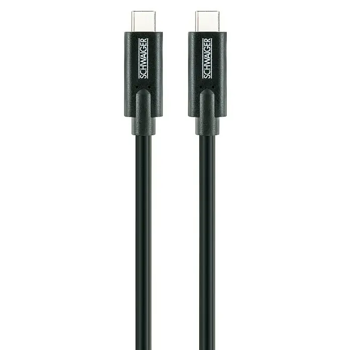 Schwaiger USB-Kabel 3.2 - 2 m, USB C-Stecker, Schwarz - Zwei schwarze USB-C-Kabel von Schwaiger im Fokus, ideal für schnelle Datenübertragung und zum Aufladen von Geräten. Top Qualität für beste Leistung.