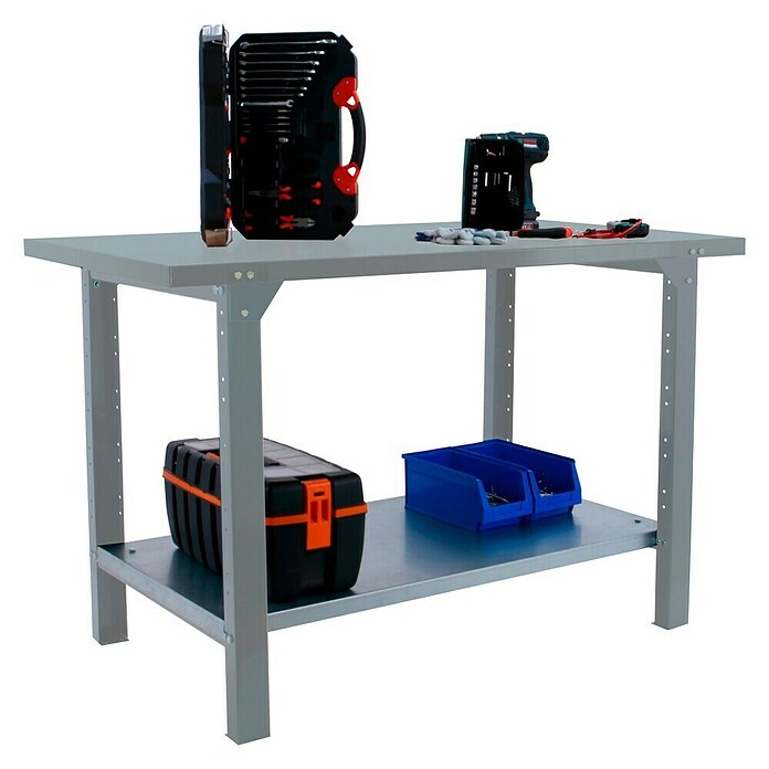 Simonrack Simonwork Banco de trabajo BT6L PRO Metal (L x An: 73 x 180 cm, Altura de trabajo: 83 cm, Carga soportada: 1.000 kg, Gris) | BAUHAUS