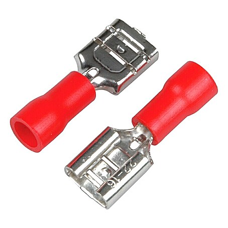 UniTEC Flachsteckhülsen (6,3 mm, Querschnitt: 0,25 mm² - 1,5 mm², Rot)