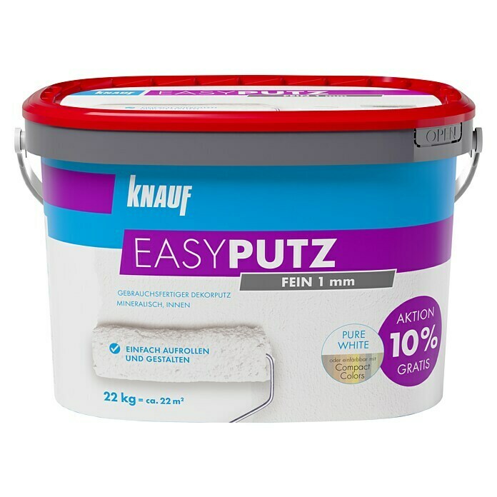 Knauf Easyputz Fein Aktion 10 % gratis - im Rezyklatgebinde (Weiß, 22 kg, Korngröße: 1 mm) | BAUHAUS