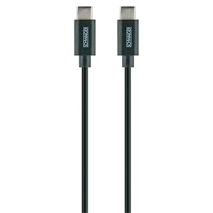 Schwaiger USB-Kabel - 2 m, USB C-Stecker, Schwarz - Zwei schwarze USB-C zu USB-C Kabel mit silbernen Steckern, Marke SCHWAIGER.