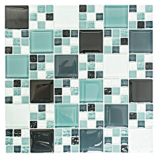 Mosaikfliese Crystal Mix XCM 8565 (30 x 30 cm, Grau/Schwarz/Grün, Glänzend)