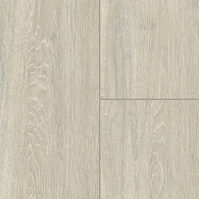LOGOCLIC Aquaprotect Smart Silent Laminat - Christal Oak, Landhausdiele, 1.288 x 195 x 7 mm - Nahaufnahme von vier hellen Holzfliesen, die ein quadratisches Muster bilden und die natürliche Maserung des Holzes hervorheben.