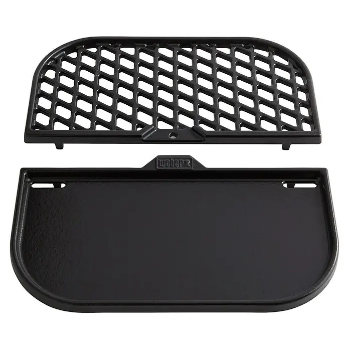 Weber Grillplatte 2in1 - L x B: 36,3 x 35,8 cm, Gusseisen - Weber Grillrost und Grillplatte aus Gusseisen, ideal zum Grillen von Fleisch und Gemüse. Langlebige Qualität für perfekte Grillergebnisse.