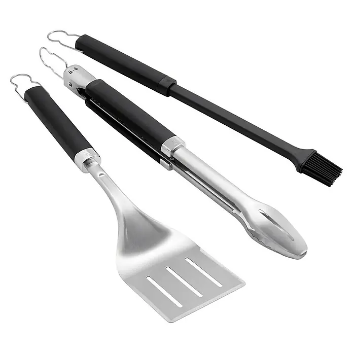 Weber Grillzubehör-Set Precision - Edelstahl - Das Grillbesteck-Set besteht aus einem Wender, einer Zange und einem Pinsel, perfekt für jede Grillparty.