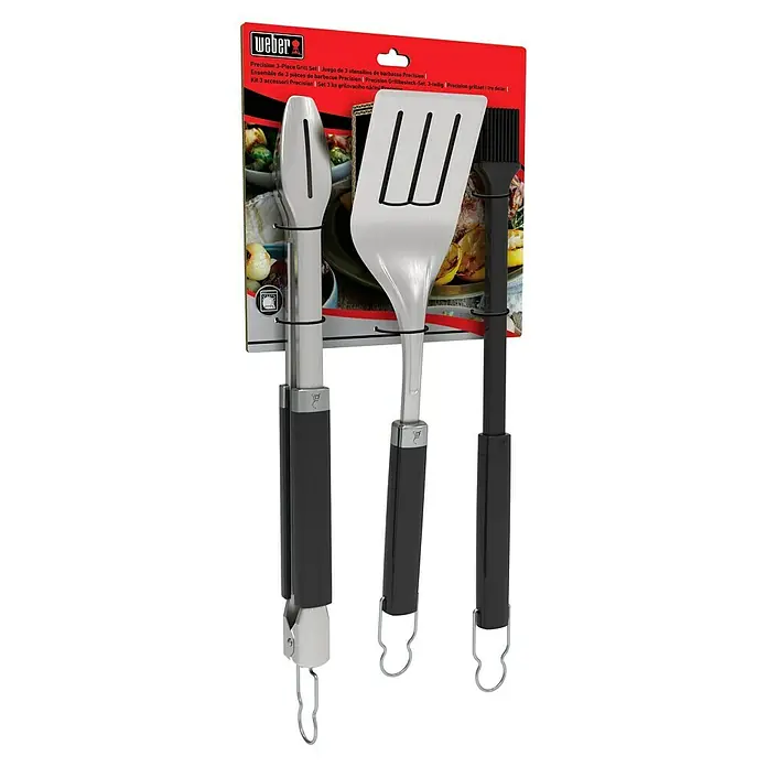 Weber Grillzubehör-Set Precision - Edelstahl - Das Weber Präzisions-Grillbesteck-Set (3-teilig) bietet alles für ein präzises Grillerlebnis: Zange, Wender und Silikonpinsel.