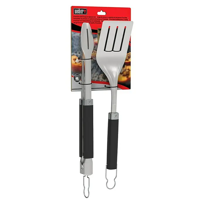 Weber Grillbesteck Set - 2 -tlg. - Abgebildet ist ein Weber Präzisions-Grillzangen- und -wender-Set, ideal für präzises Grillen und einfache Handhabung am Grill.