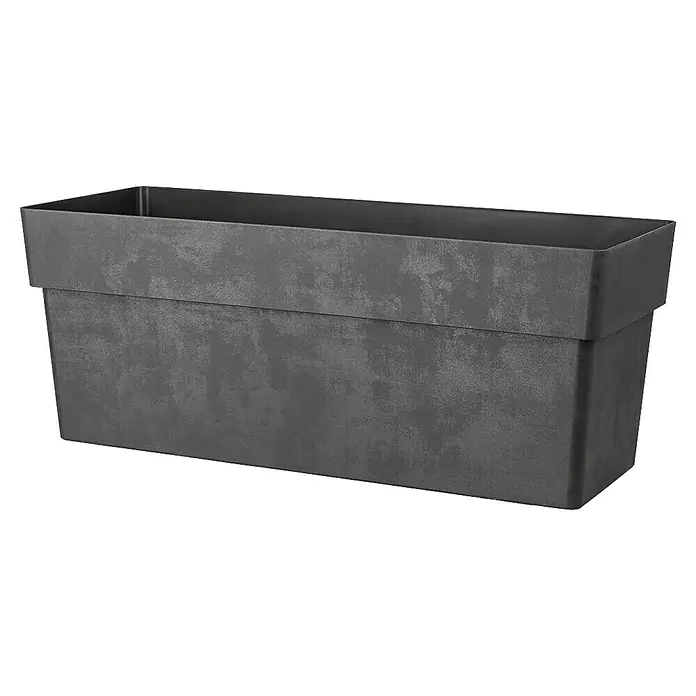 Deroma Pflanzkasten Like R XL - Außenmaß (L x B x H): 99 x 38 x 39 cm, Kunststoff, Anthrazit - Rechteckiger, strukturierter Pflanzkasten in Anthrazit für den Innen- und Außenbereich, ideal zur stilvollen Präsentation von Pflanzen.