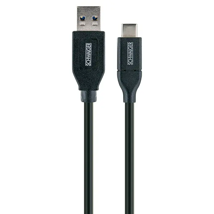 Schwaiger USB-Kabel - 0,5 m, USB A-Stecker, USB C-Stecker, Schwarz - USB-Kabel von SCHWAIGER mit USB-A- und USB-C-Anschlüssen für Datenübertragung und Aufladen von Geräten.