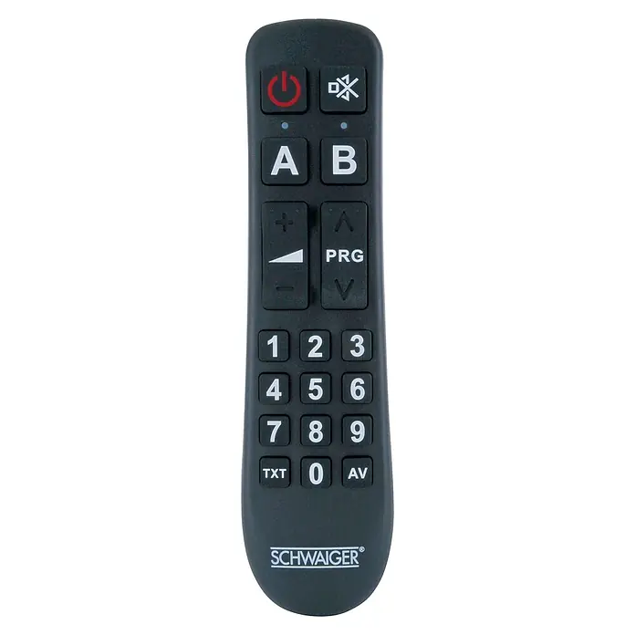 Schwaiger Universal-Fernbedienung Comfort Plus 2in1 - 30 x 45 x 175 mm, Schwarz, Passend für: TV-Geräte der Marken: LG, Samsung, Sony, Panasonic, Philips - Schwarze SCHWAIGER Universalfernbedienung mit Tasten für TV-Steuerung, inklusive Ein/Aus, Lautstärke, Programmauswahl und Zifferntasten.